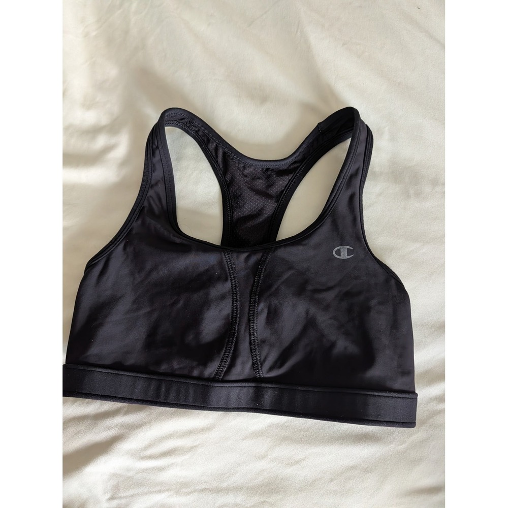Champion Double Dry Black Racerback Sports Bra Medium 6632 Activewear Top